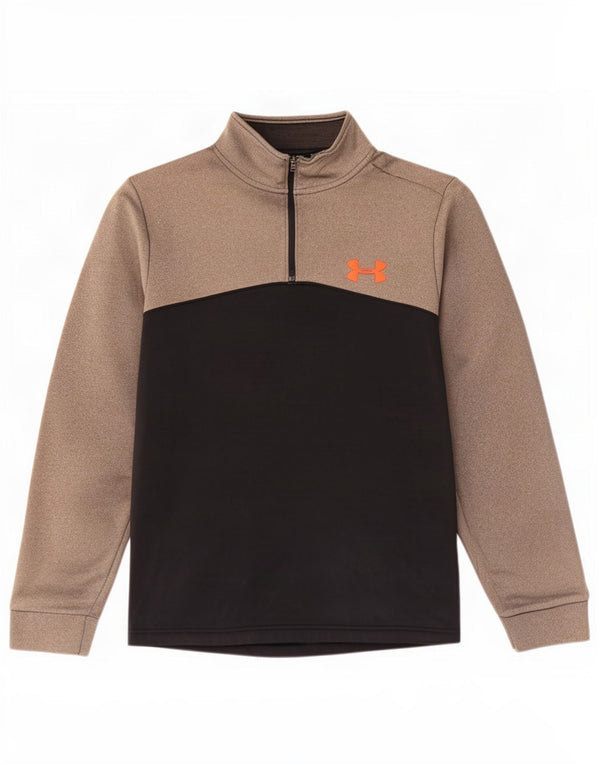 Under Armour Mens Zip Neck Pullover Tracksuit Top Small Black Colourblock