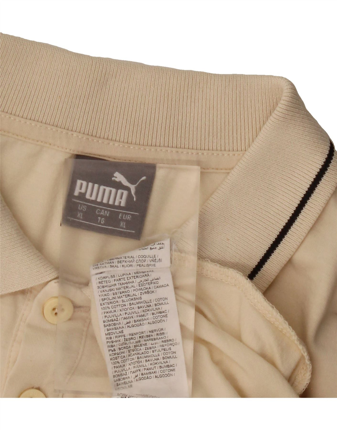 PUMA Mens Polo Shirt XL Beige Cotton Vintage Puma and Second-Hand Puma from Messina Hembry 