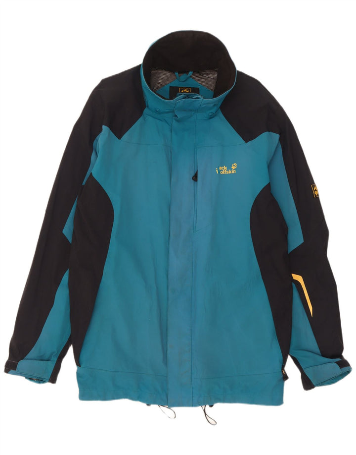 Jack Wolfskin Mens Rain Jacket UK 44/46 XL Blue Colourblock Polyamide