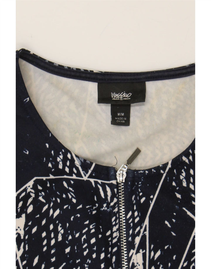 MOSSIMO Womens Sleeveless A-Line Dress UK 12 Medium Navy Blue Geometric Vintage Mossimo and Second-Hand Mossimo from Messina Hembry 