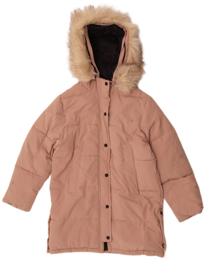 Zara Girls Hooded Padded Jacket 13-14 Years Pink Polyester