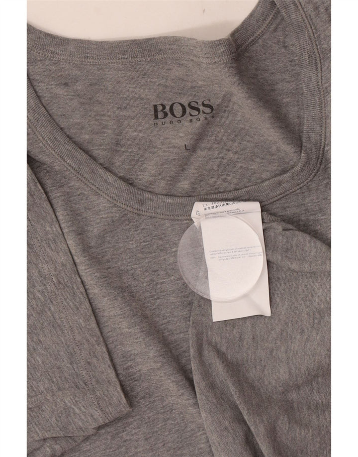 Hugo Boss Mens T-Shirt Top Large Grey Flecked Cotton