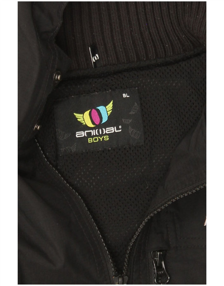 ANIMAL Boys Hooded Rain Jacket 13-14 Years Large Black Nylon