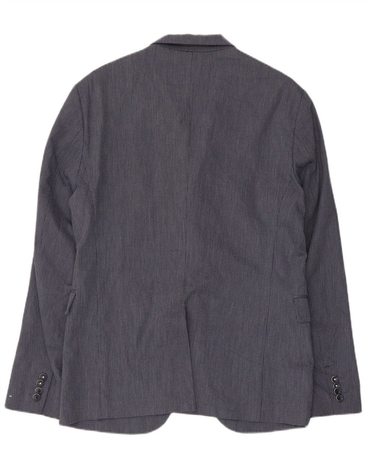 ZARA Mens 2 Button Blazer Jacket EU 50 Medium Navy Blue Polyester