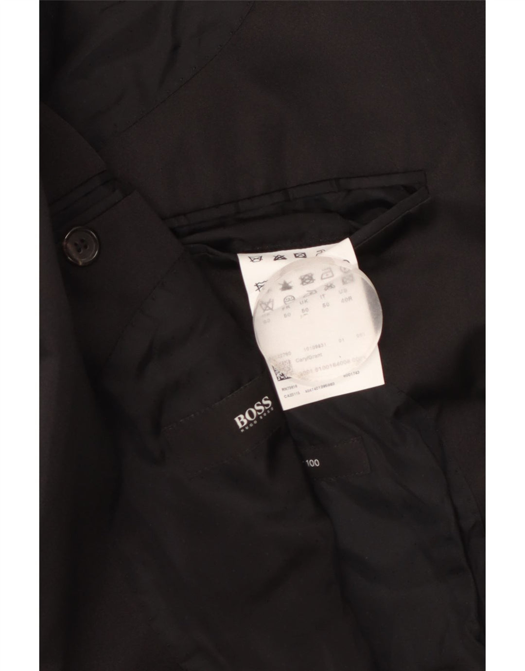 Hugo Boss Herren-Blazer mit 1 Knopf, UK 50, große schwarze Schurwolle