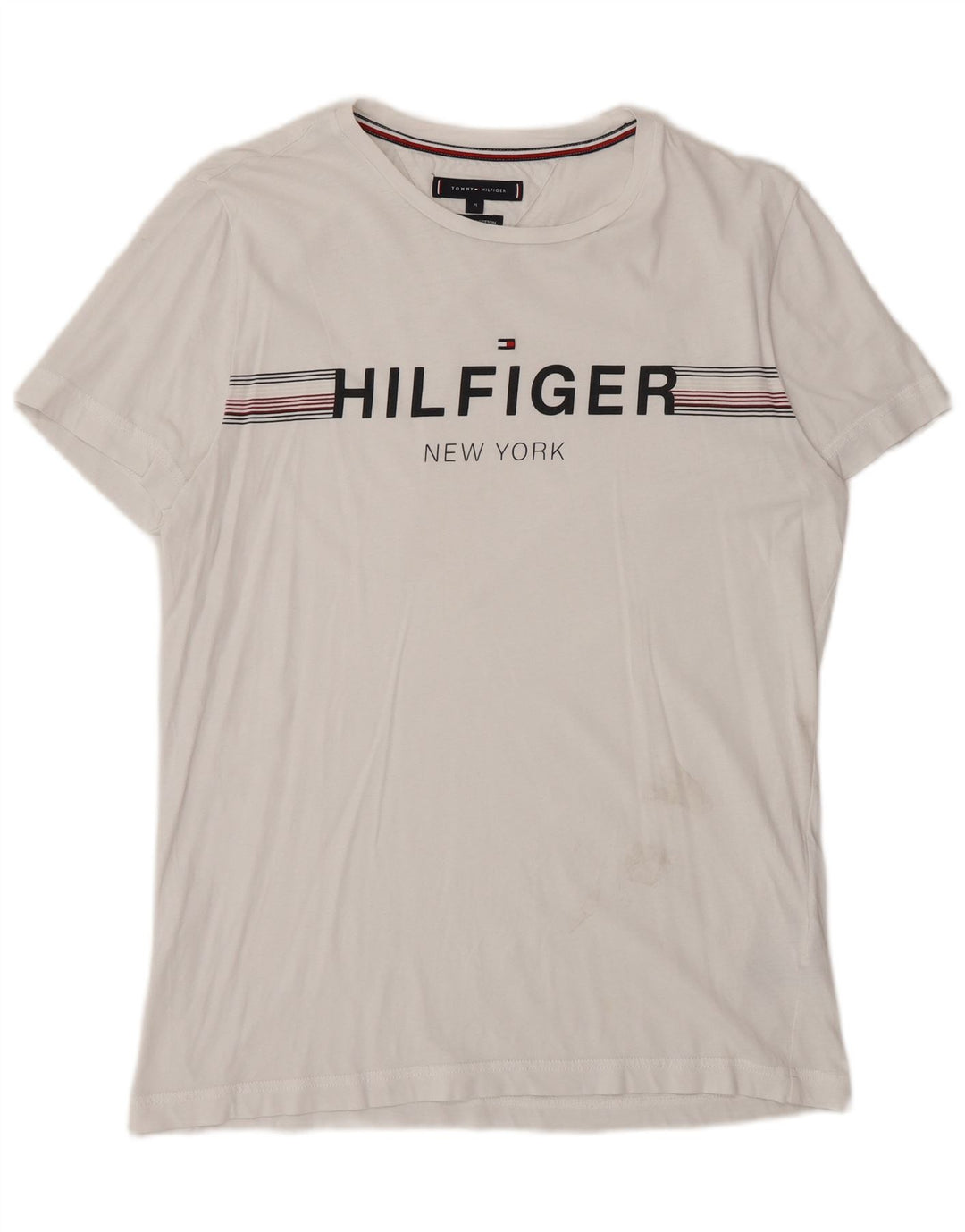 Tommy Hilfiger Mens Graphic T-Shirt Top Medium White Cotton