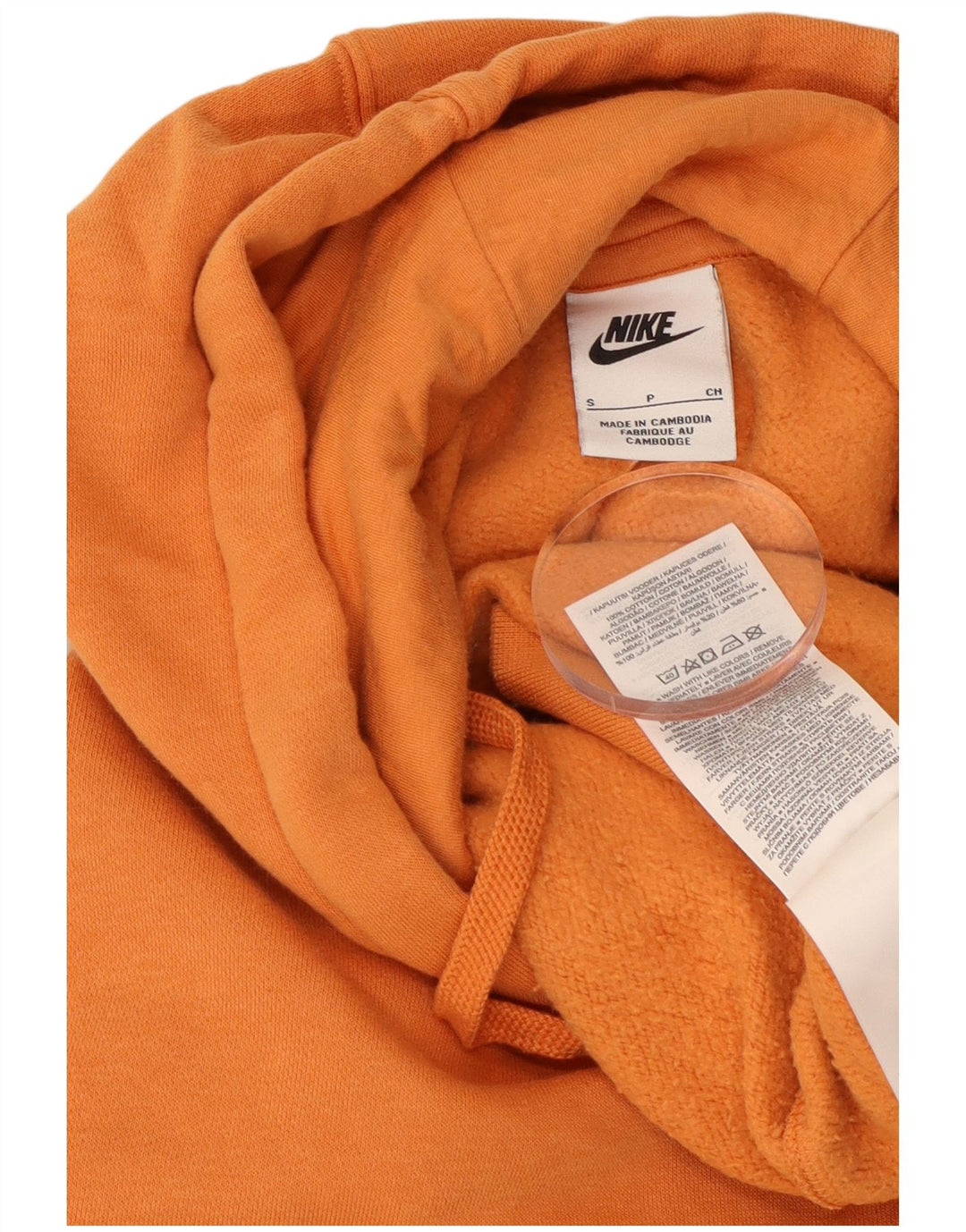 NIKE Mens Hoodie Jumper Small Orange Cotton
