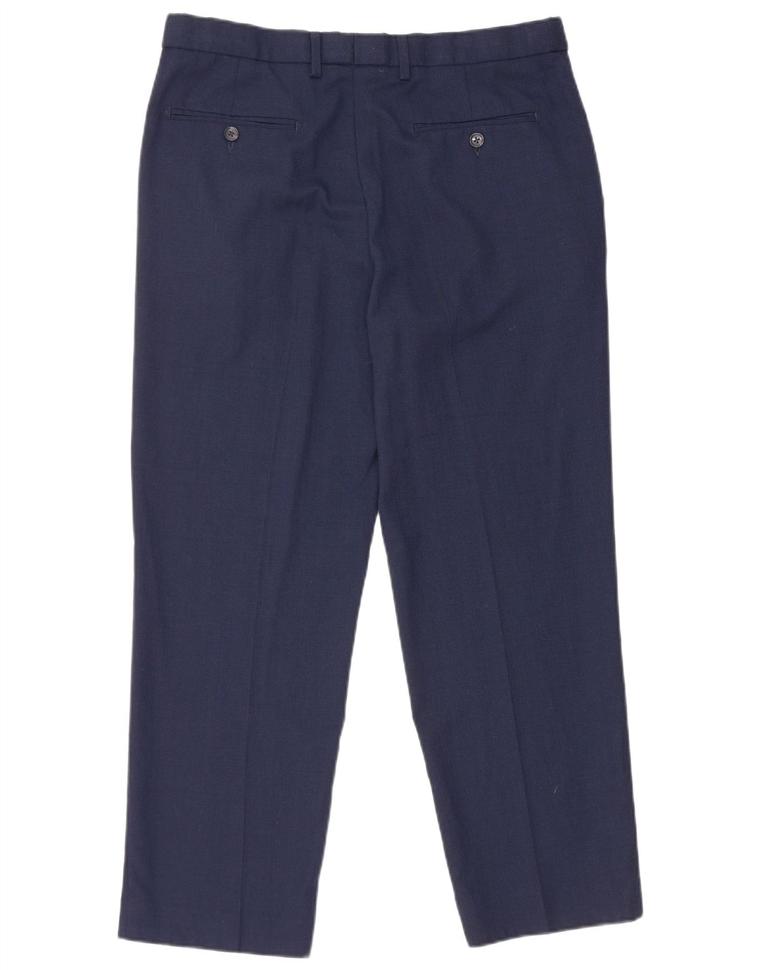 Marks & Spencer Mens Straight Suit Trousers W34 L29 Navy Blue Wool