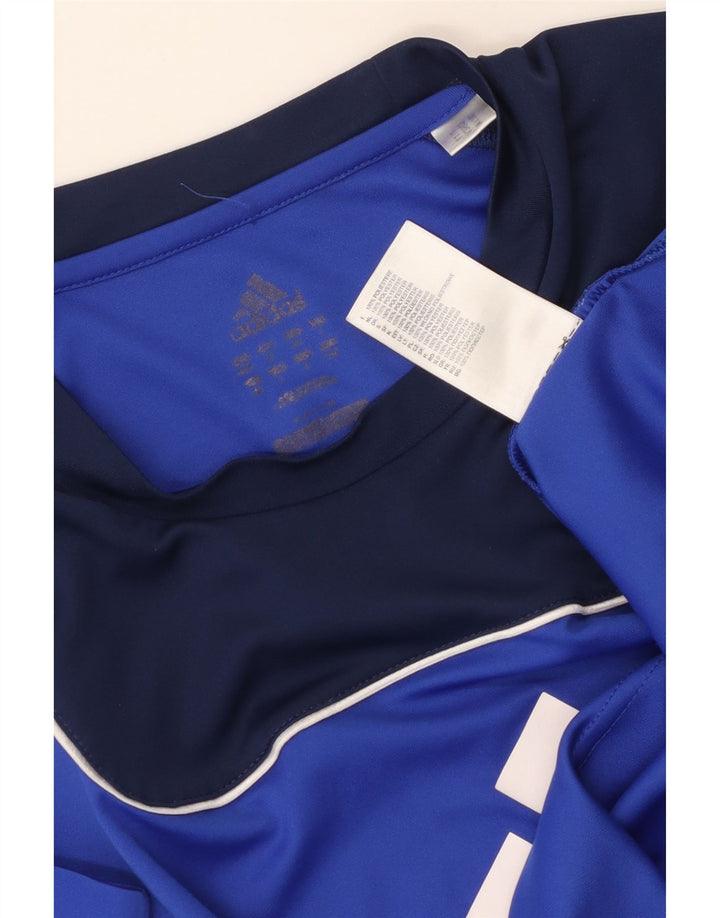 T-shirt grafica da uomo Adidas Top in poliestere color block blu medio