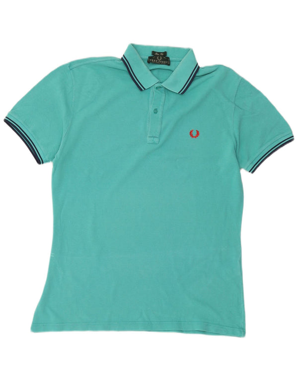 Fred Perry Mens Slim Fit Polo Shirt Large Turquoise Cotton