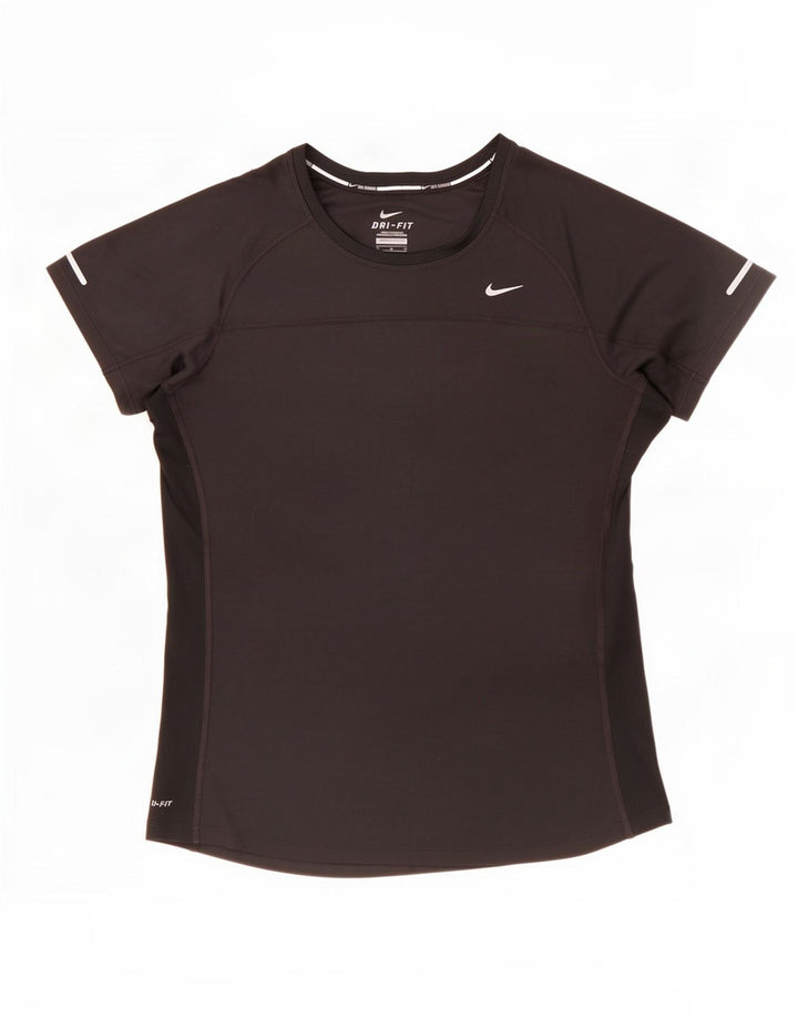 T-shirt Nike Dri Fit da donna Top UK 12 Medium Nero Poliestere