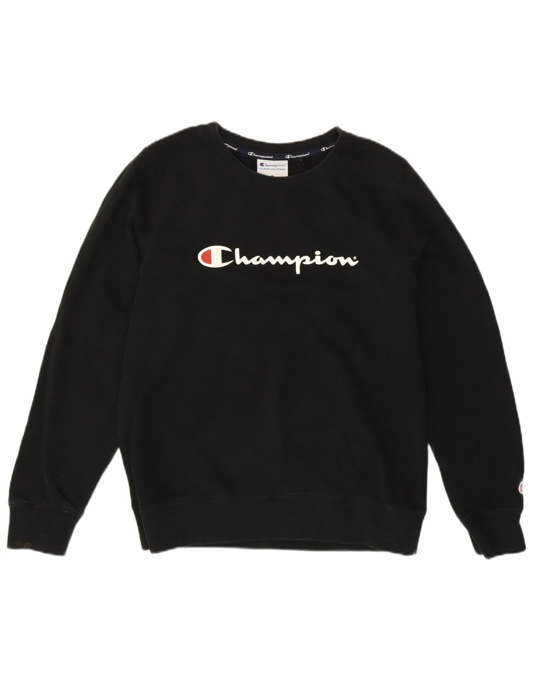 CHAMPION Womens Graphic Sweatshirt Jumper UK 14 Medium Black Cotton