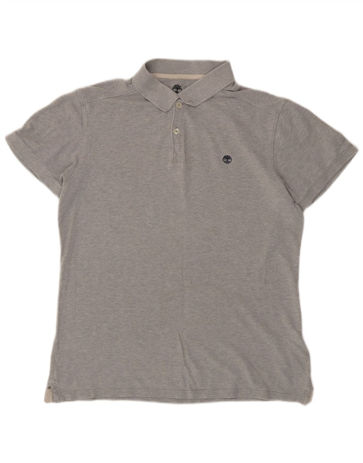 TIMBERLAND Mens Slim Fit Polo Shirt Medium Grey Cotton