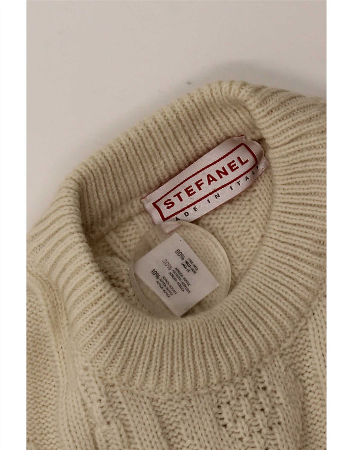 Stefanel Mens Crew Neck Jumper Sweater Medium Beige Wool