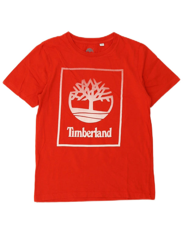 T-shirt grafica regolare da ragazzo Timberland Top 13-14 anni in cotone rosso