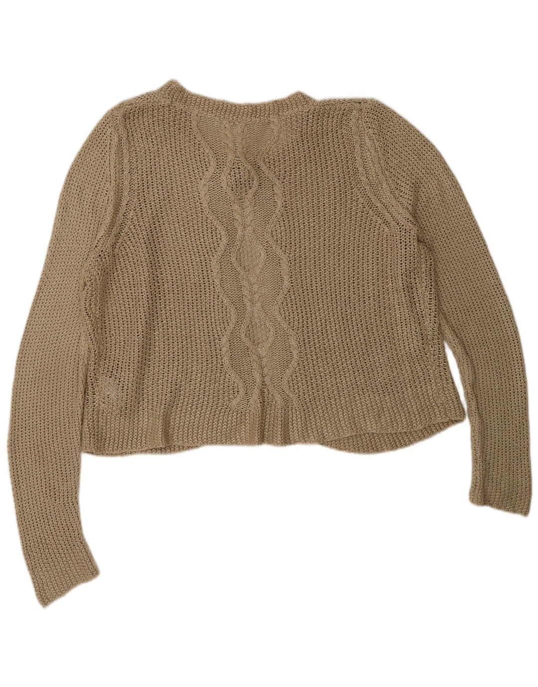 Marks & Spencer Womens Oversized Cardigan Sweater UK 16 Large Beige Acrylic
