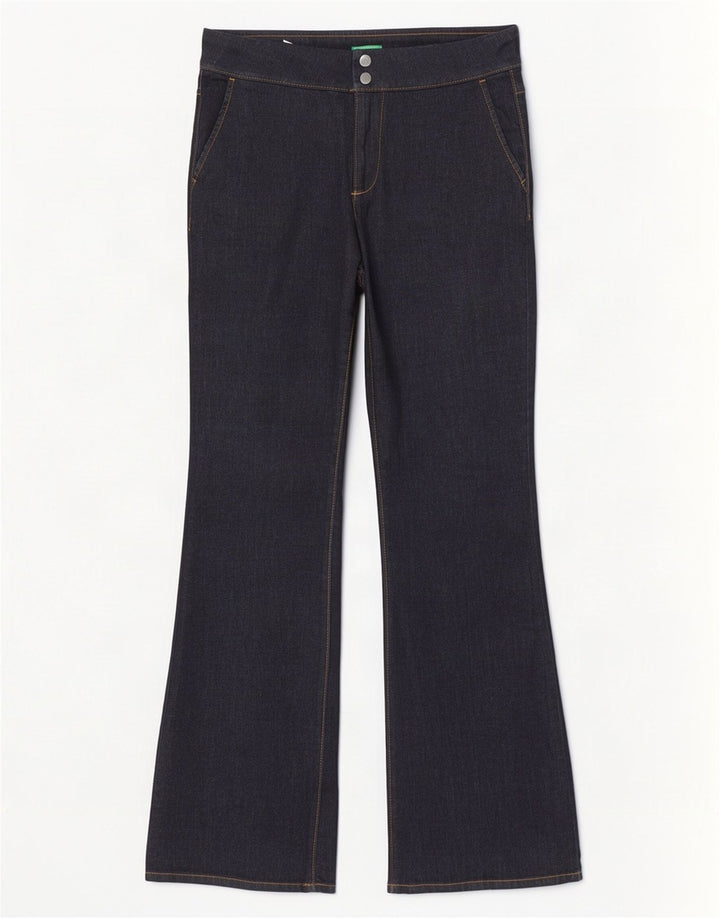 Benetton Womens Bootcut Jeans UK 12 Medium W32 L34 Navy Blue Cotton