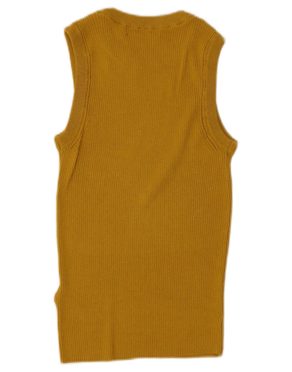 Marks & Spencer Womens Vest Top UK 10 Small Yellow Viscose