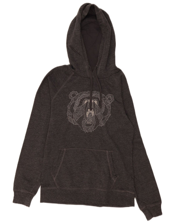 The North Face Womens Graphic Hoodie Jumper UK 14 Medium Grey Cotton