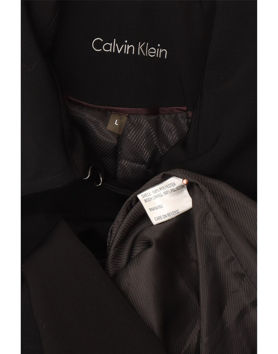 CALVIN KLEIN Damen Trenchcoat UK 16 Large Schwarz Polyester