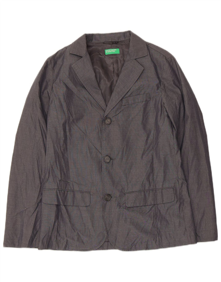 Benetton Boys 3 Button Blazer Jacket 11-12 Years 2XL Grey Cotton