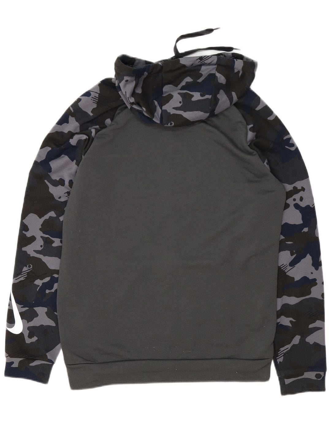 NIKE Mens Dri Fit Zip Hoodie Sweater Small Grey Camouflage Polyester