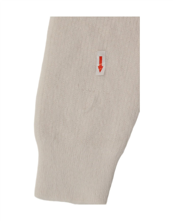 Pulover cu decolteu în V Zara pentru femei UK 10 Poliester alb mic