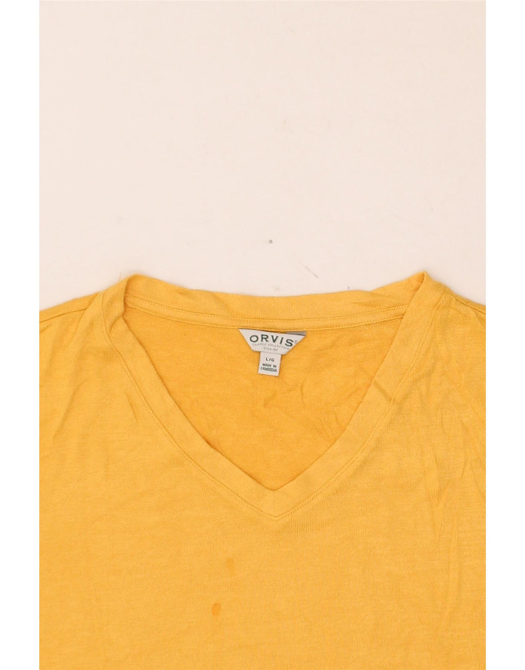 ORVIS Mens T-Shirt Top Large Yellow Polyester Vintage Orvis and Second-Hand Orvis from Messina Hembry 