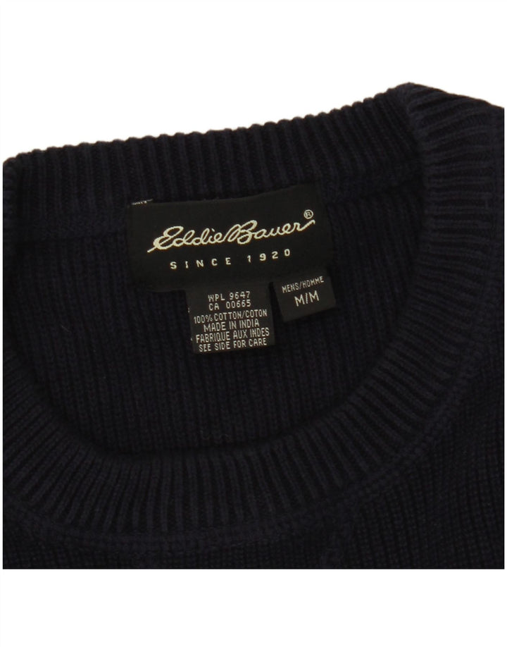 Eddie Bauer Mens Crew Neck Jumper Sweater Medium Navy Blue Cotton