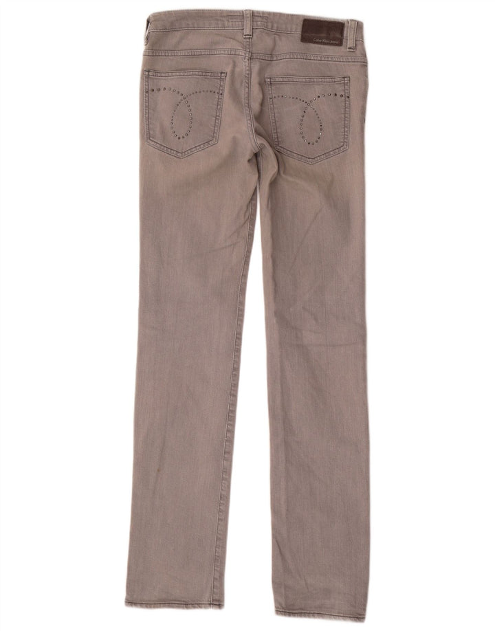 CALVIN KLEIN Womens Straight Jeans W28 L33 Grey Cotton