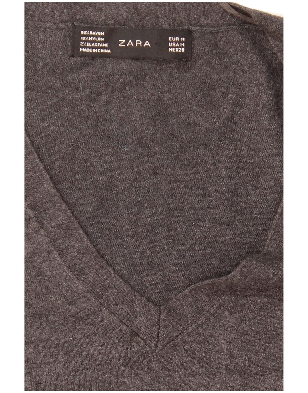 Zara Dame V-hals sweater UK 12 Medium Grå