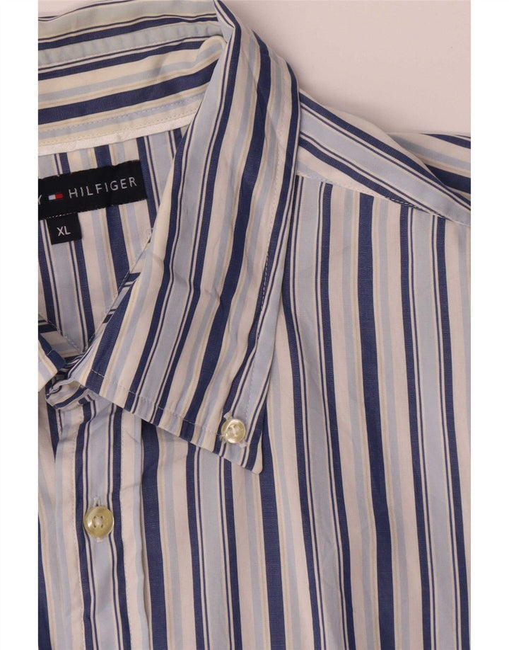 Tommy Hilfiger Mens Shirt XL Blue Striped Cotton