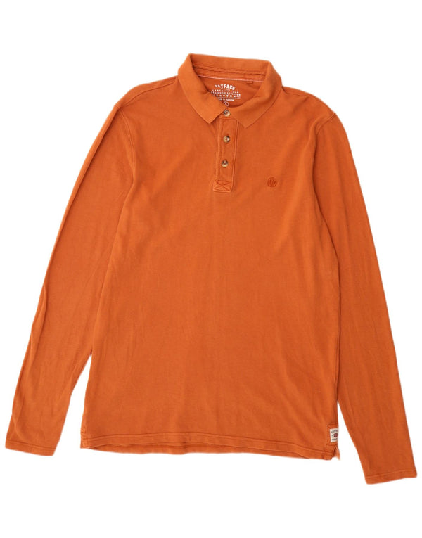 Fat Face Mens Tall Long Sleeve Polo Shirt Large Orange Cotton