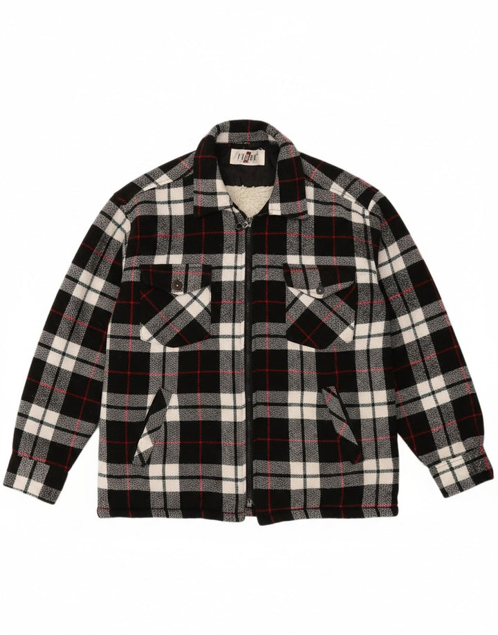FERRE Mens Lumberjack Flannel Shirt Medium Black Plaid