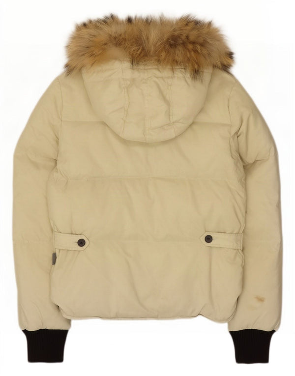 Sergio Tacchini Dame Hooded Polstret Jakke IT 42 Medium Beige Colourblock