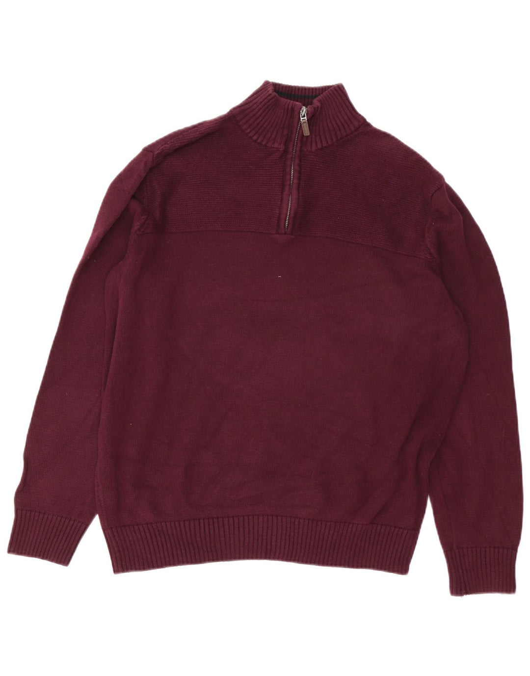 DOCKERS Mens Zip Neck Jumper Sweater Large Burgundy