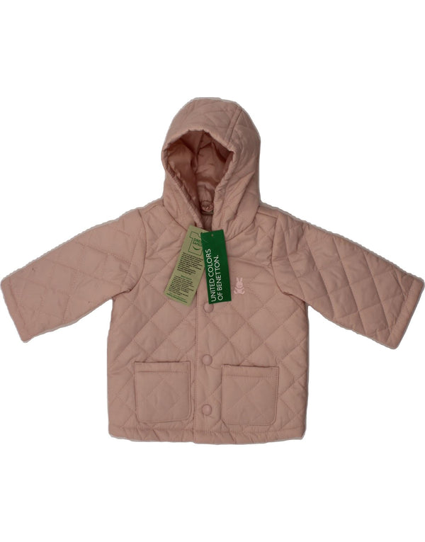 Casaco acolchoado com capuz para bebé BENETTON 3-6 meses poliéster rosa