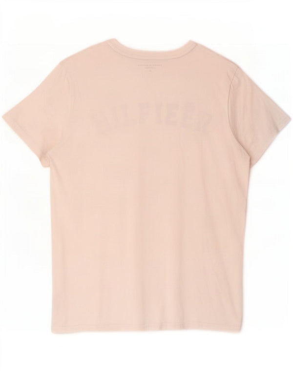 Tommy Hilfiger Camiseta masculina gráfica Top médio algodão branco