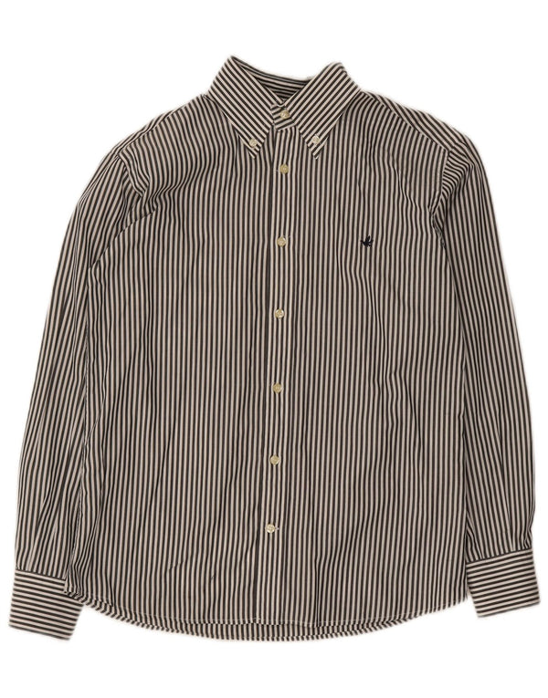 Camisa masculina Brooksfield 13-14 anos preta listrada