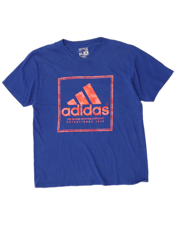 Adidas Herren Grafik T-Shirt Top XL Blau Baumwolle