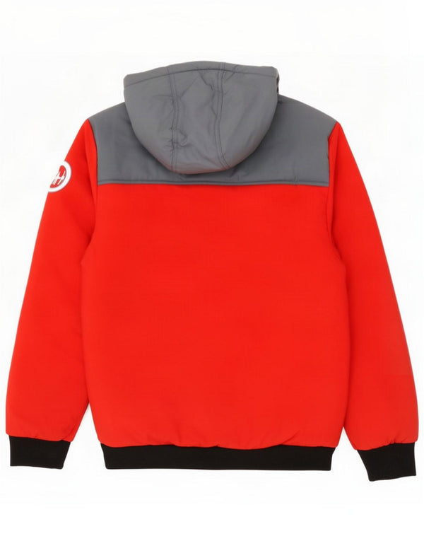 Adidas Giacca imbottita con cappuccio da uomo UK 36 Small Red Colourblock Nylon