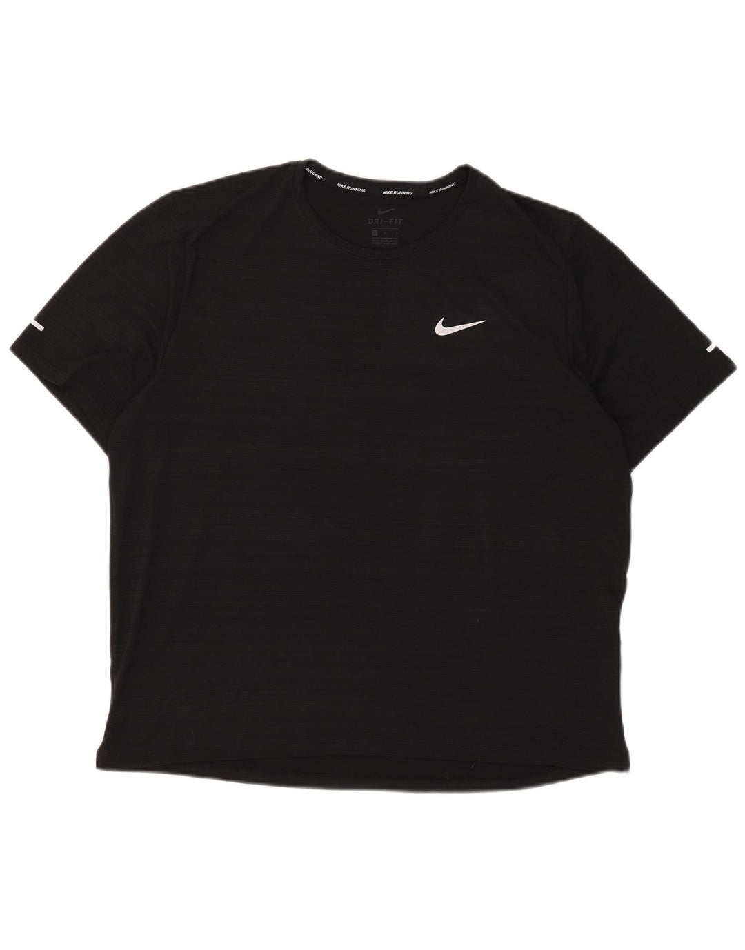 Nike Mens Dri Fit T-Shirt Top Large Black Pinstripe Polyester