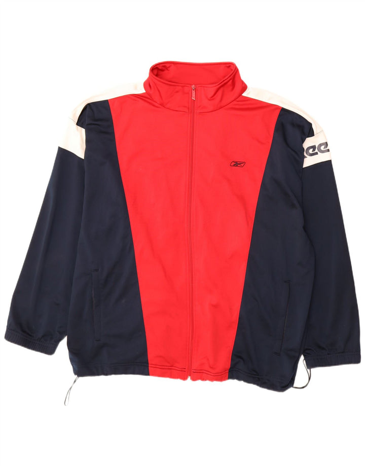 Reebok Mens Tracksuit Top Jacket XL Red Colourblock Polyester Sports