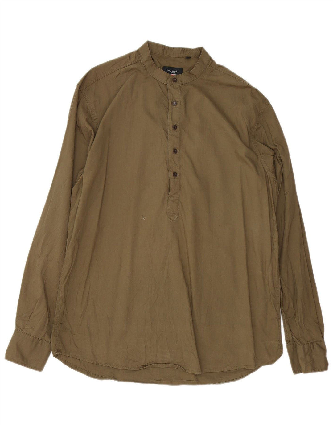Pierre Cardin Mens Regular Fit Pullover Shirt Large Khaki Cotton