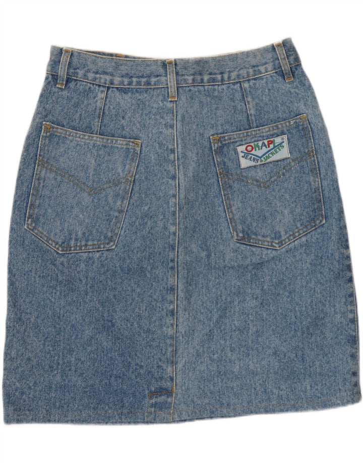VINTAGE Dame Denim Nederdel W32 Stor Blå Bomuld
