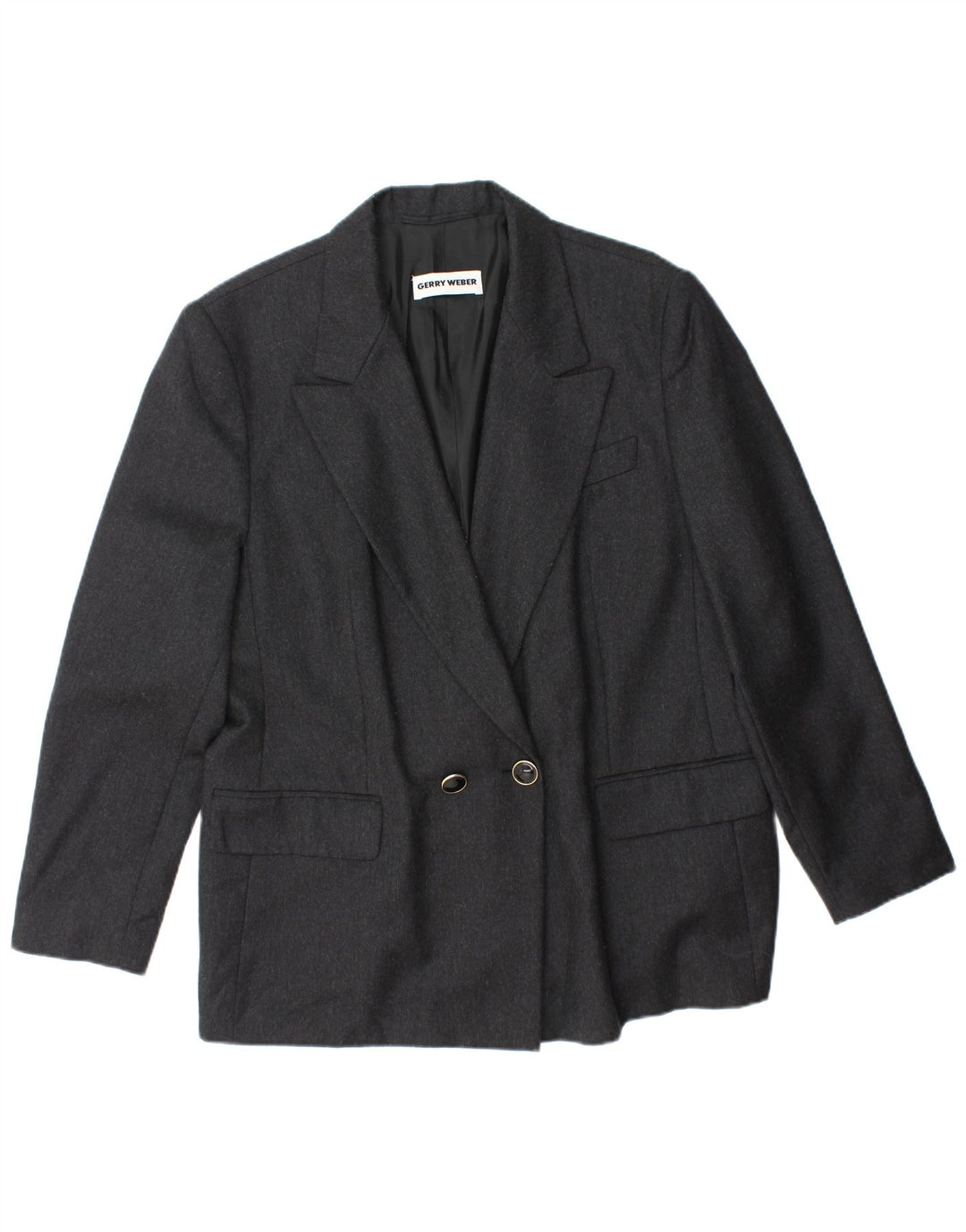GERRY WEBER Womens Double Breasted Blazer Jacket IT 42 Medium Grey Wool