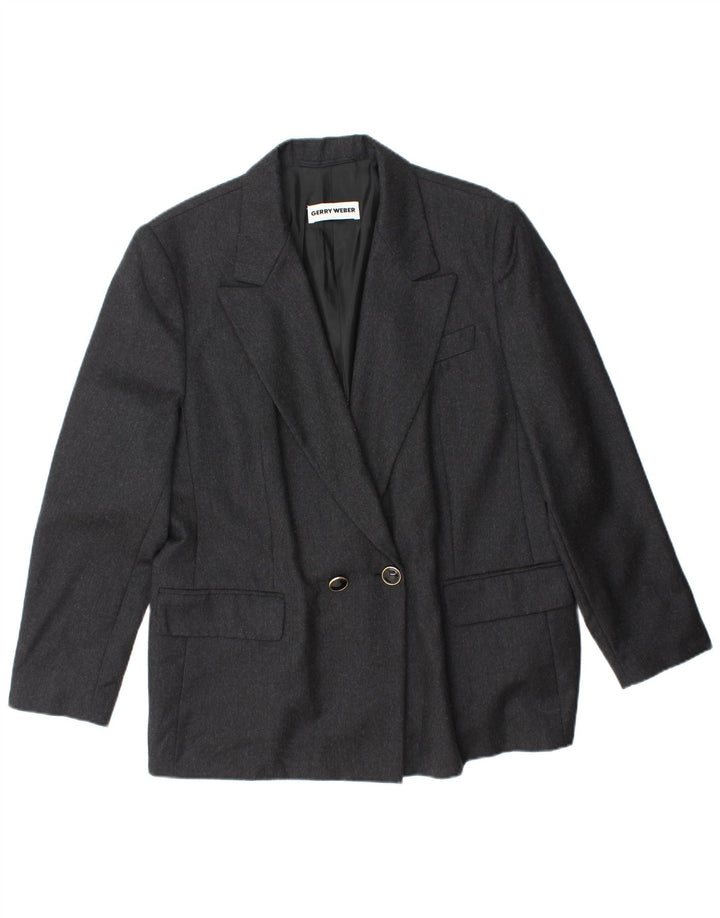 GERRY WEBER Womens Double Breasted Blazer Jacket IT 42 Medium Grey Wool