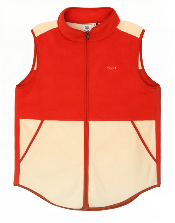 Tog 24 Womens Oversized Fleece Gilet UK 16 Grande Poliéster Colorblock Vermelho