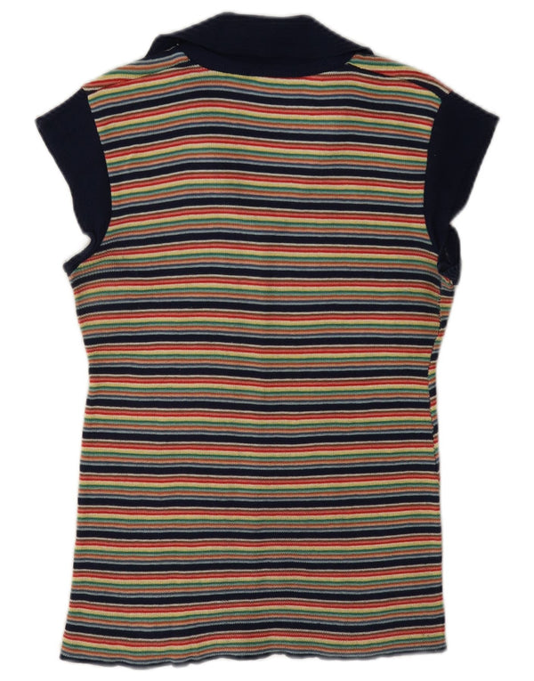 vintage Womens Knit Blouse Top UK 12 Moyen Multicolore Rayé