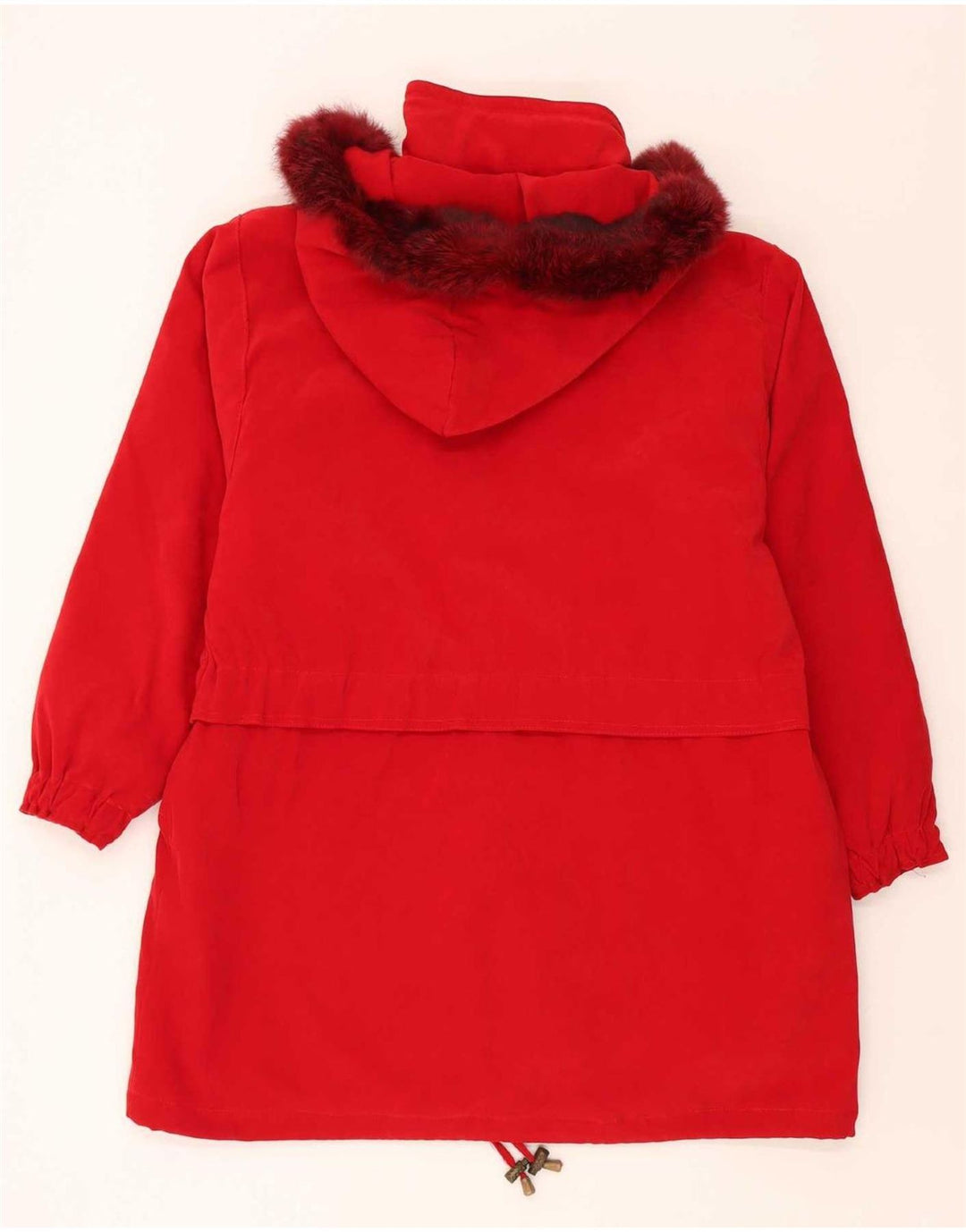 Vintage Womens Hooded Oversized Parka Jacket UK 18 XL Red Polyester